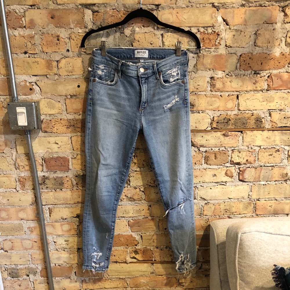 Agolde high rise ripped skinny jeans